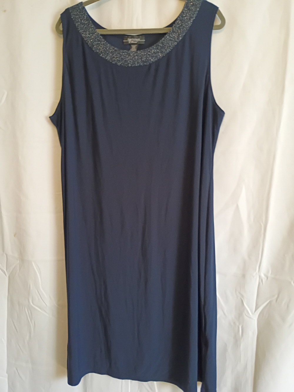 R & M Richards Navy Sleeveless Spakly Neck Dress In Size 18W